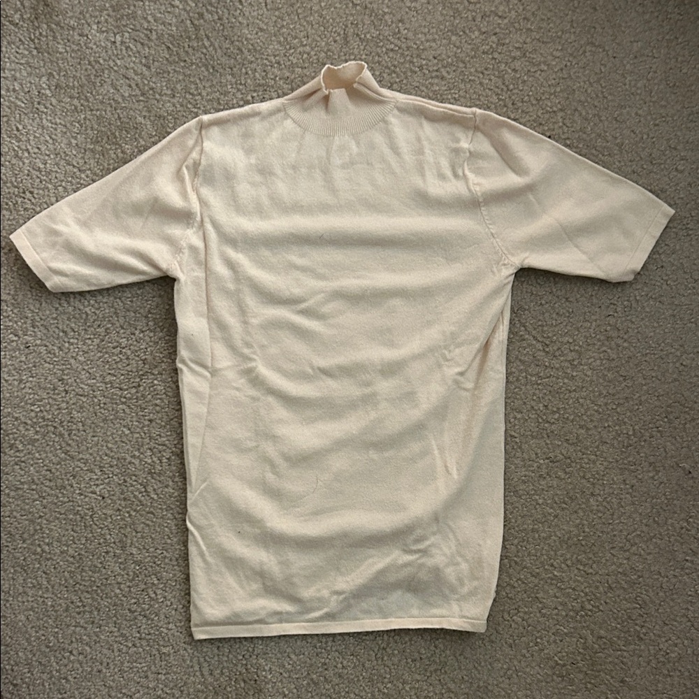 Turtleneck Cream Short Sleeve Top